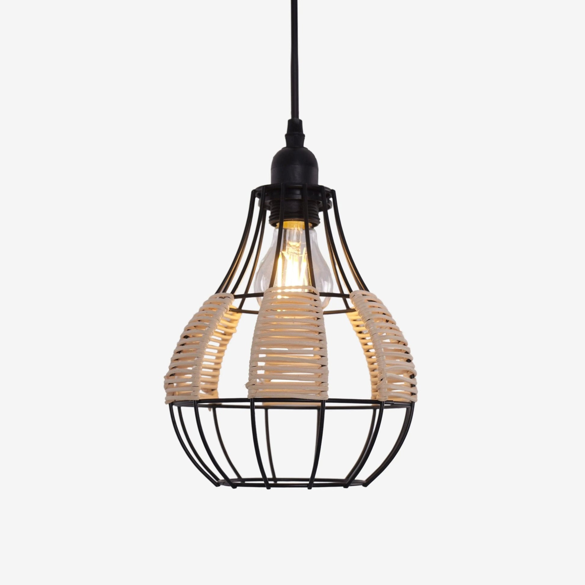 Lightsin Basketweave Rattan Pendant Light for Cozy Earthy Elegance - House Comfort