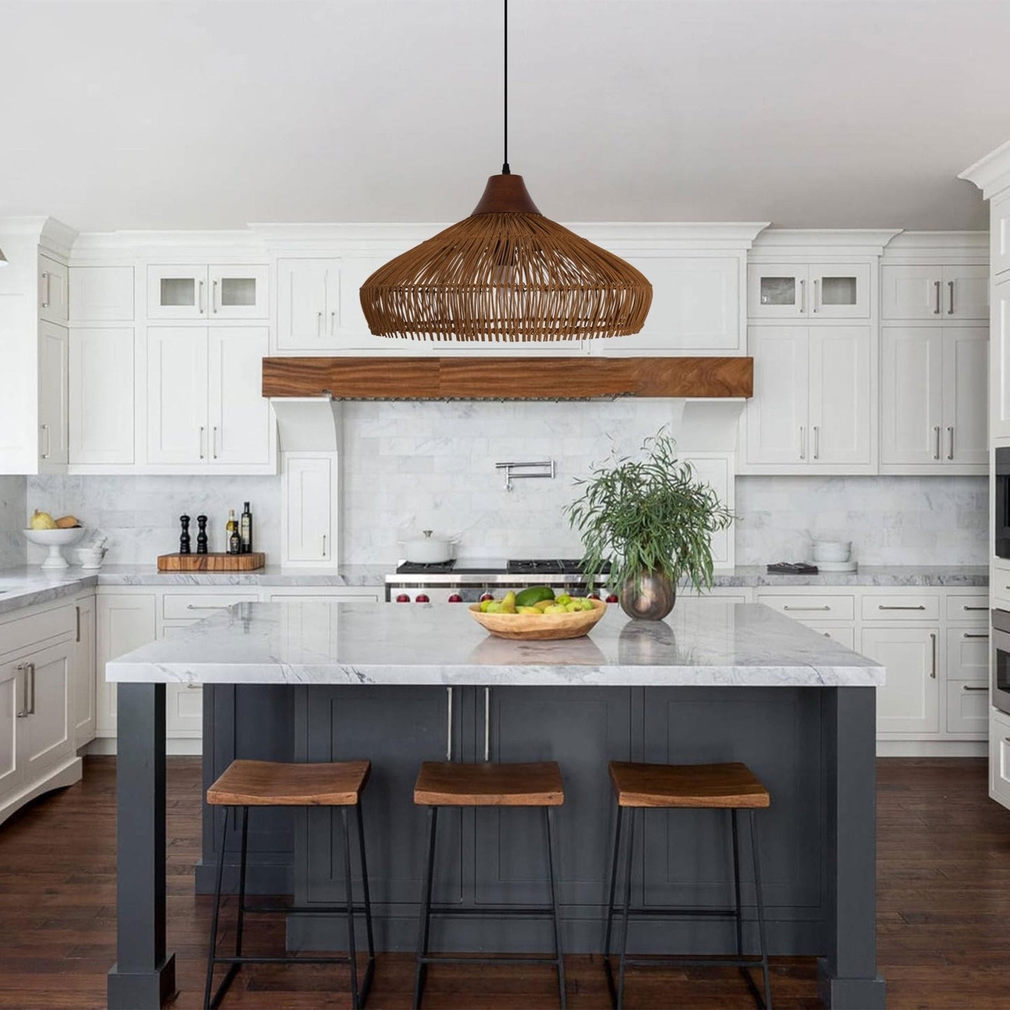 Lightsin Bell - Shaped Handcrafted Bamboo Kitchen Pendant Lighting - House Comfort