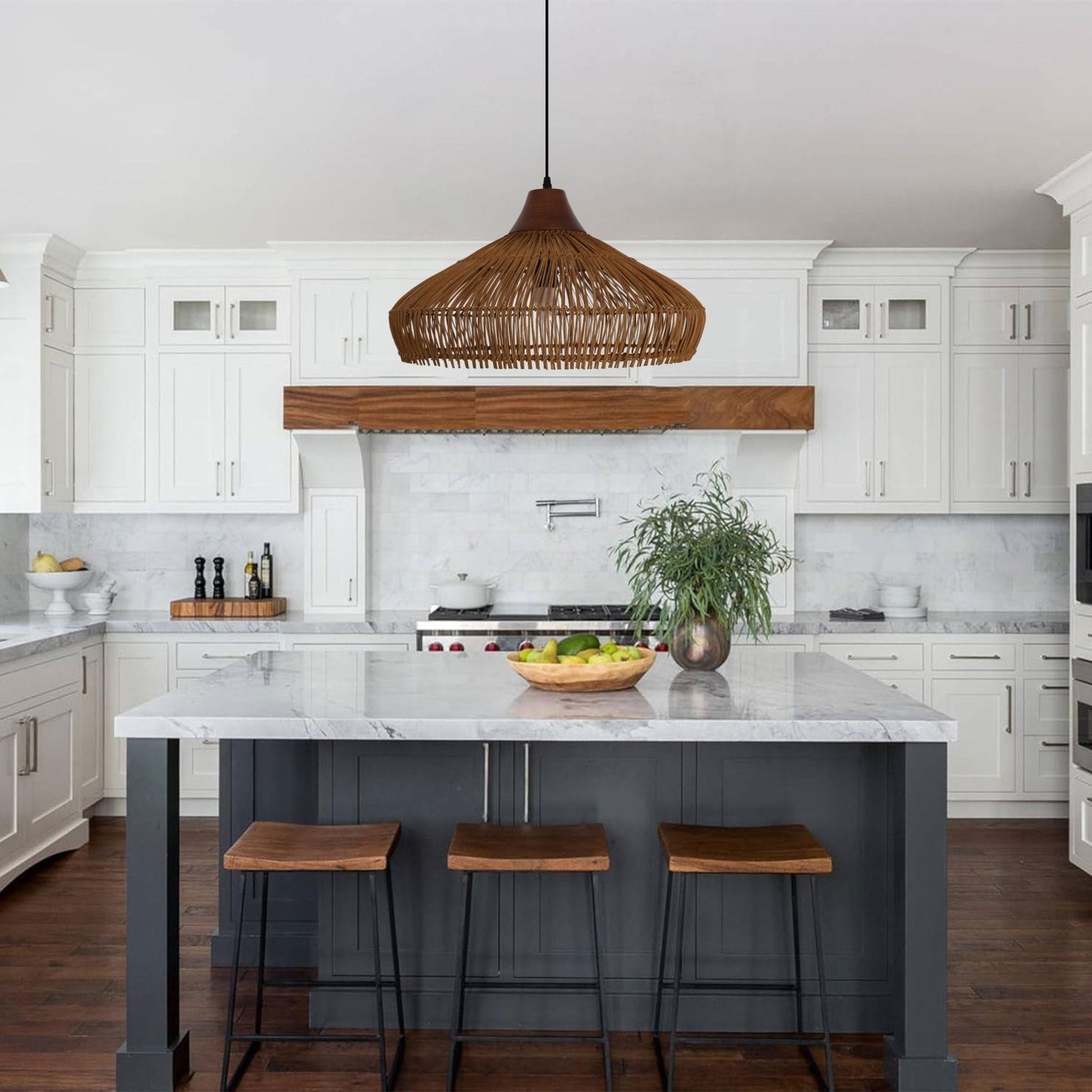 Lightsin Bell - Shaped Handcrafted Bamboo Kitchen Pendant Lighting - House Comfort