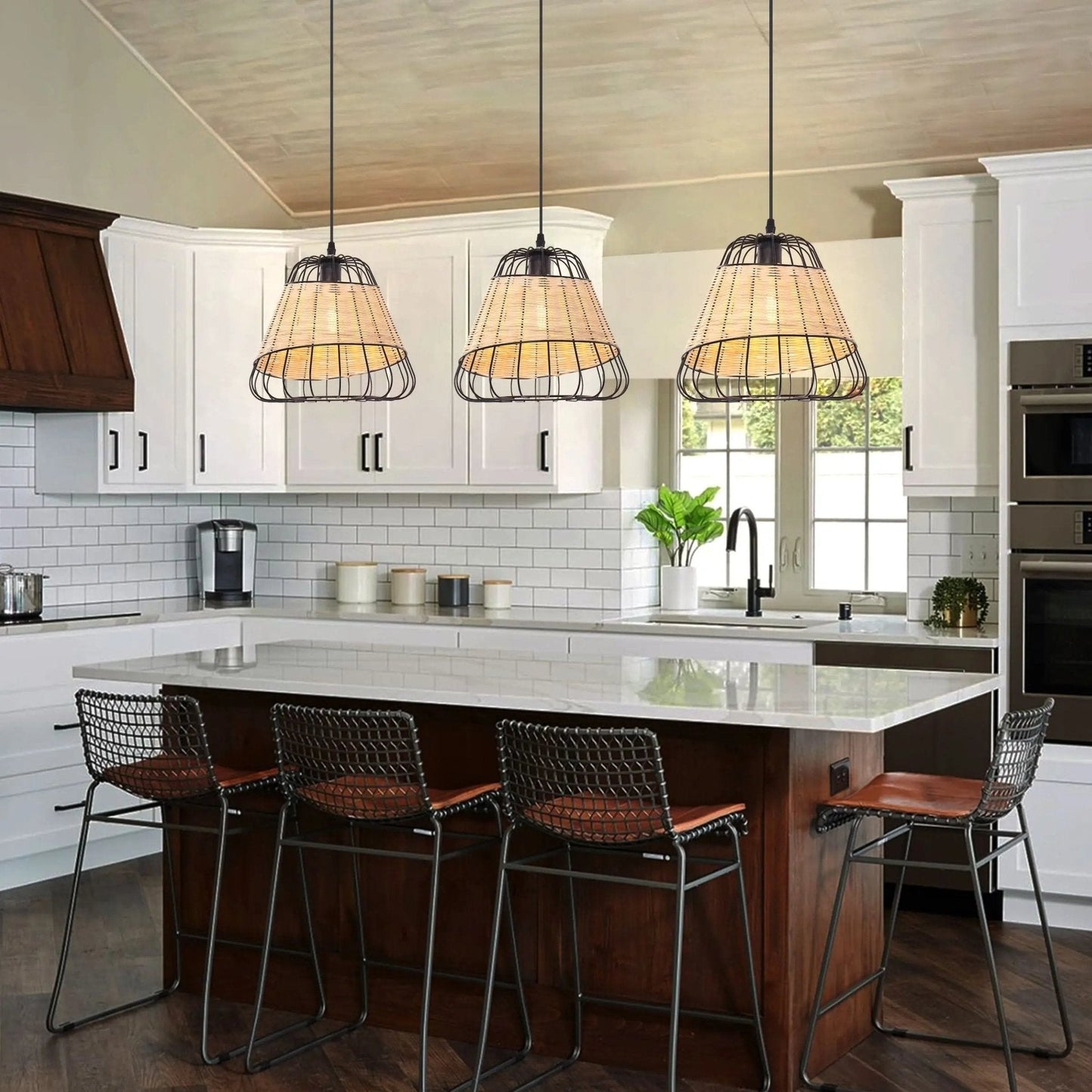 Lightsin Bell - Shaped Rattan Pendant Light for Timeless Rustic Elegance - House Comfort
