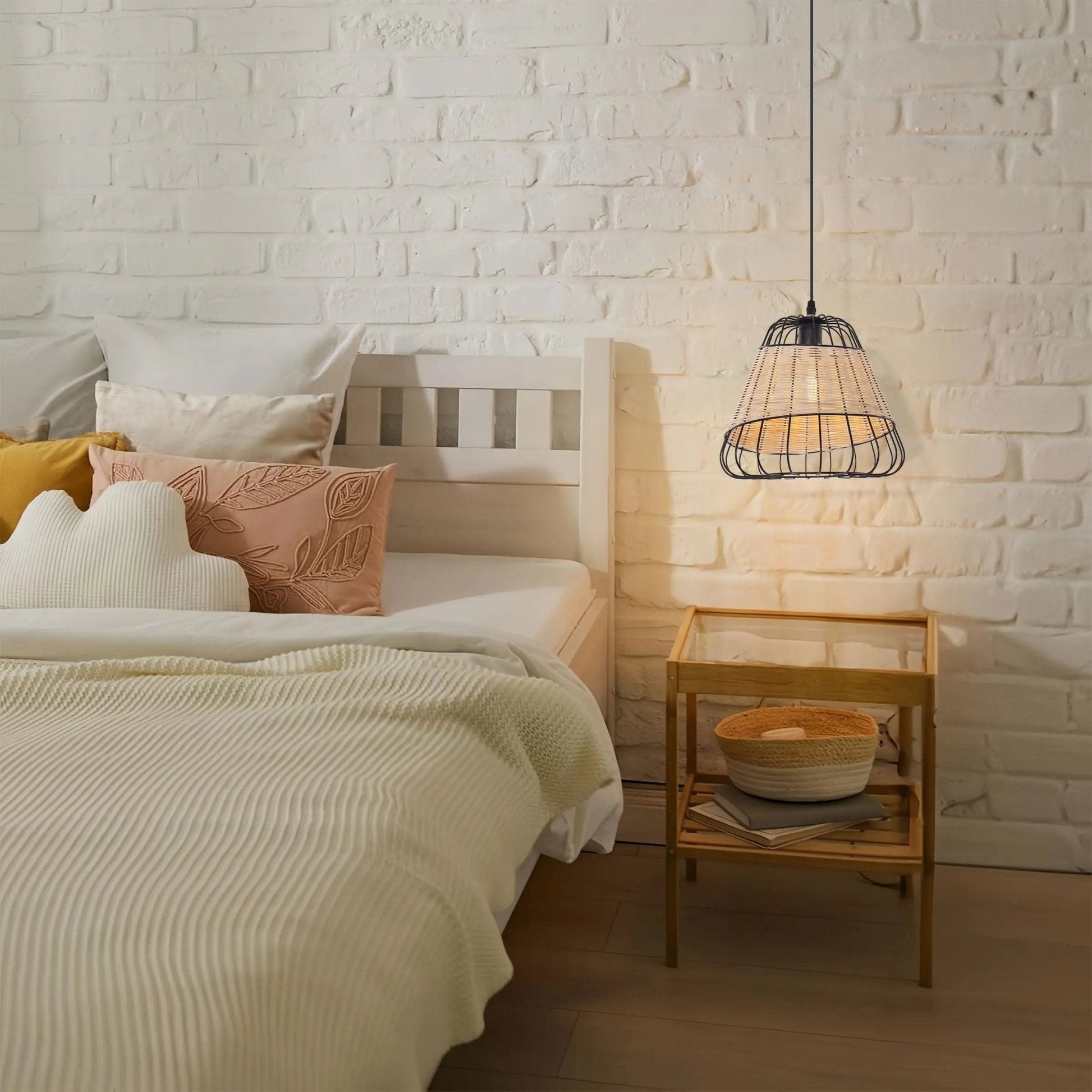 Lightsin Bell - Shaped Rattan Pendant Light for Timeless Rustic Elegance - House Comfort