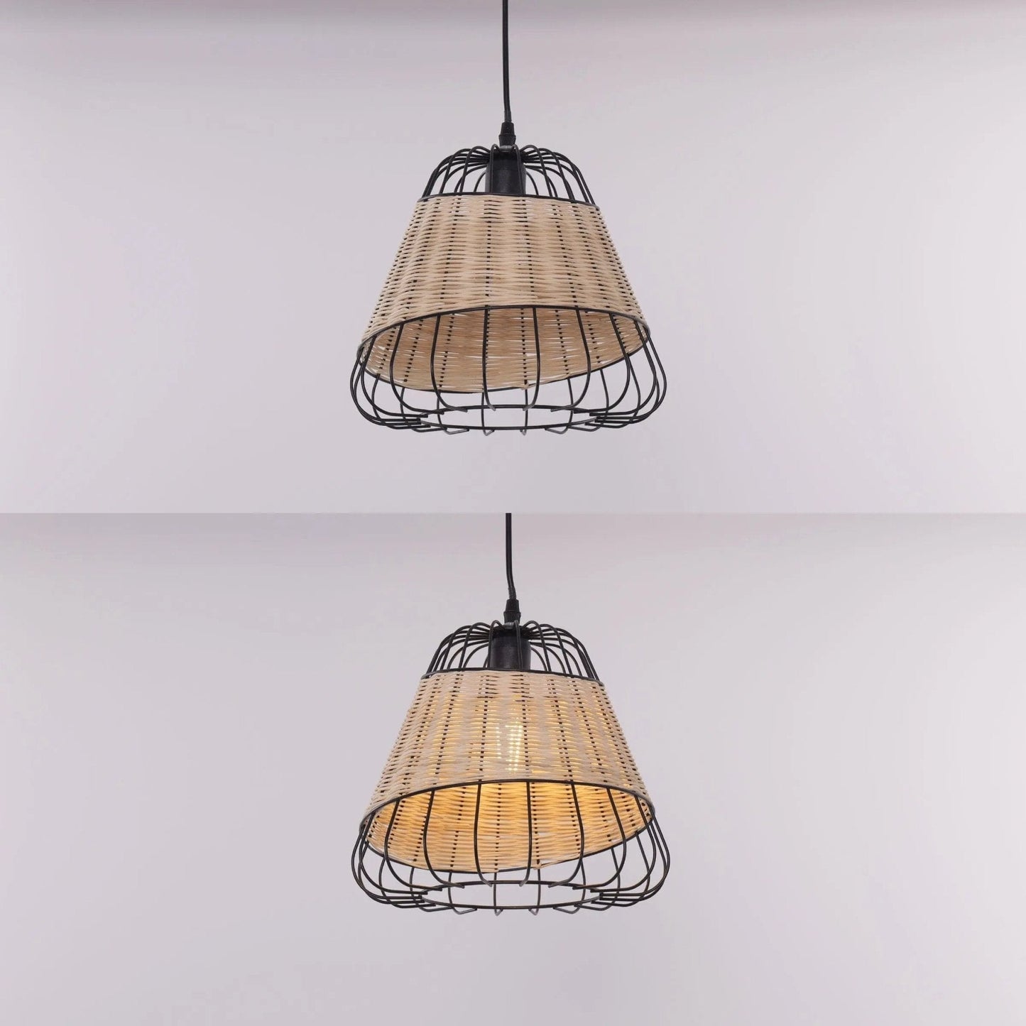 Lightsin Bell - Shaped Rattan Pendant Light for Timeless Rustic Elegance - House Comfort