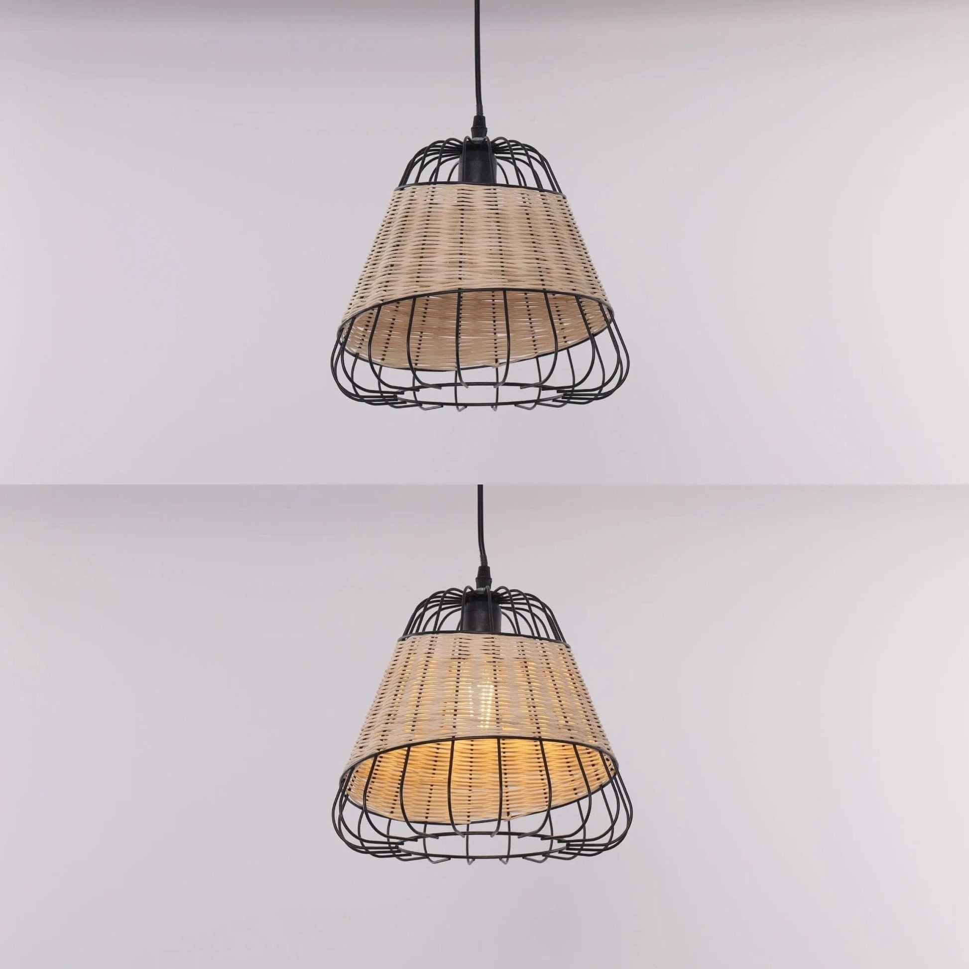 Lightsin Bell - Shaped Rattan Pendant Light for Timeless Rustic Elegance - House Comfort