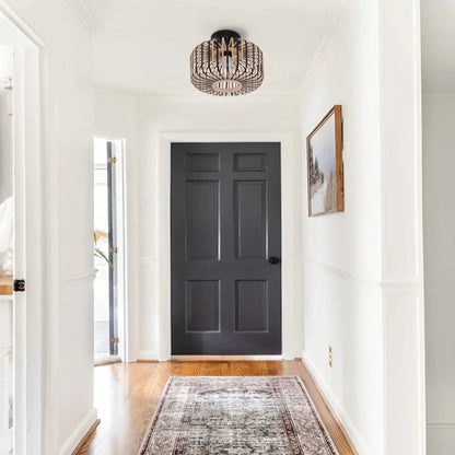 Lightsin Black Modern Ceiling Light – Handwoven Bamboo Pendant Light for Living Room, Bedroom & Kitchen - House Comfort