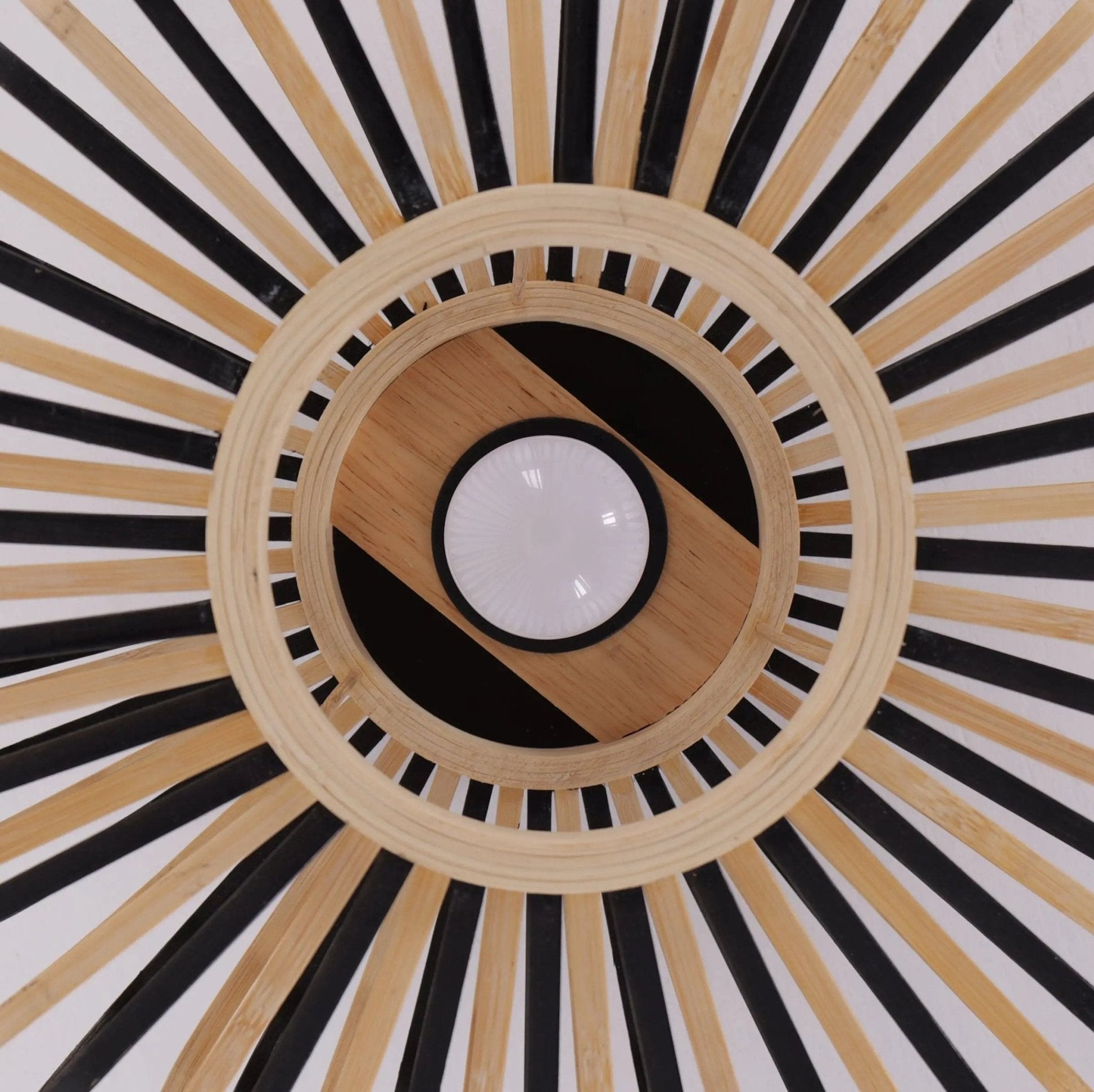 Lightsin Black Modern Ceiling Light – Handwoven Bamboo Pendant Light for Living Room, Bedroom & Kitchen - House Comfort