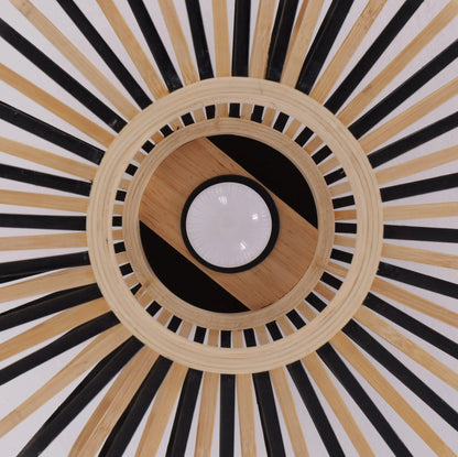 Lightsin Black Modern Ceiling Light – Handwoven Bamboo Pendant Light for Living Room, Bedroom & Kitchen - House Comfort