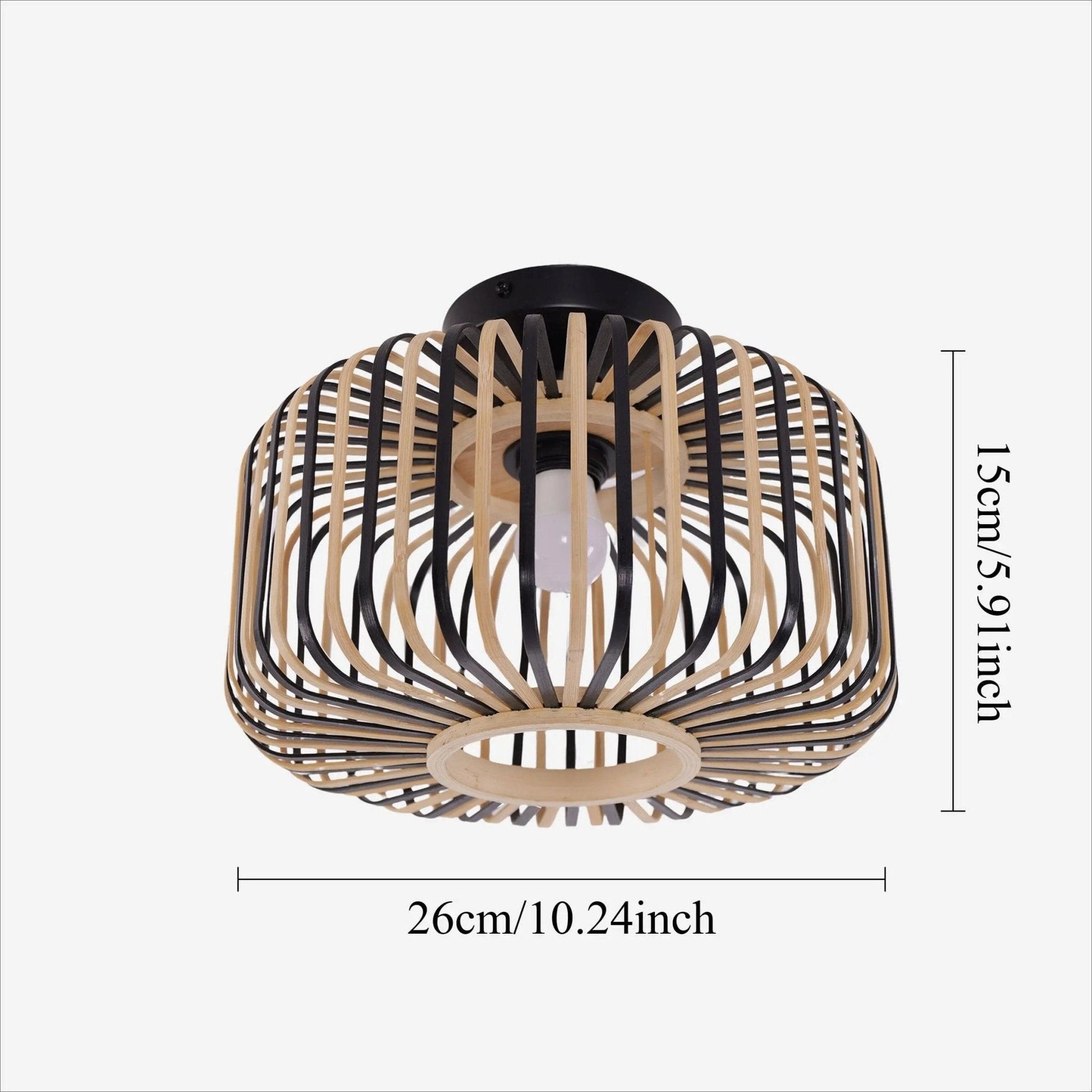 Lightsin Black Modern Ceiling Light – Handwoven Bamboo Pendant Light for Living Room, Bedroom & Kitchen - House Comfort
