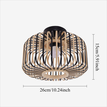 Lightsin Black Modern Ceiling Light – Handwoven Bamboo Pendant Light for Living Room, Bedroom & Kitchen - House Comfort