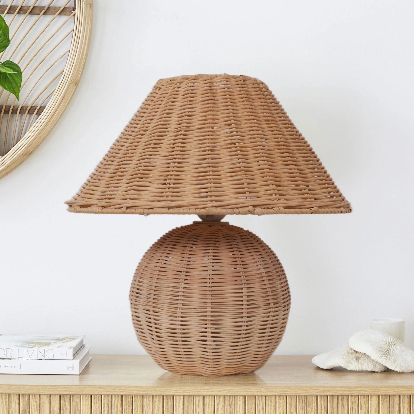 Lightsin Bohemian Rattan Table Lamp Handcrafted Natural Lighting - House Comfort