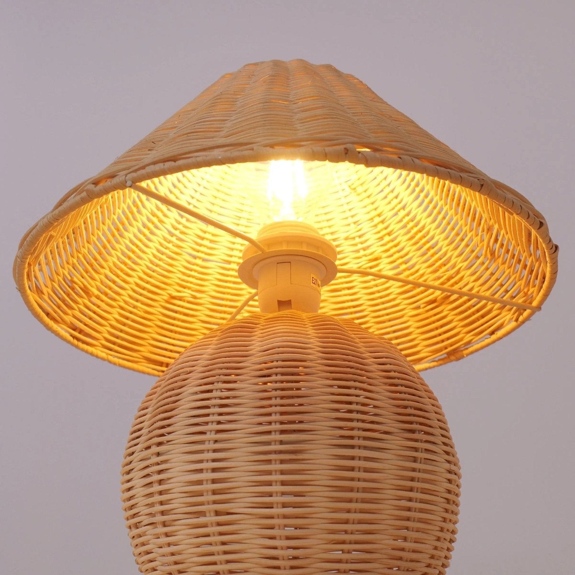 Lightsin Bohemian Rattan Table Lamp Handcrafted Natural Lighting - House Comfort