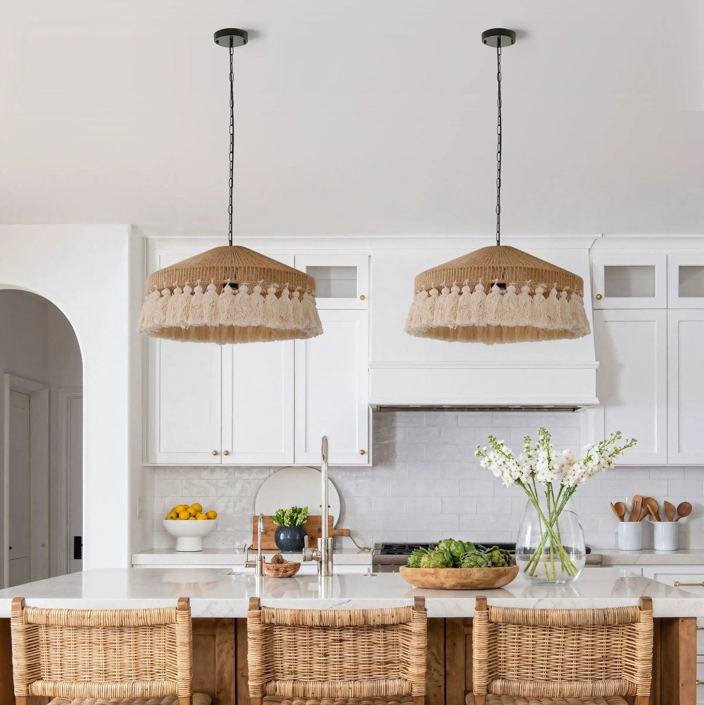 Lightsin Bohemian Style Handcrafted Woven Hemp Rope Hanging Pendant Lights - House Comfort