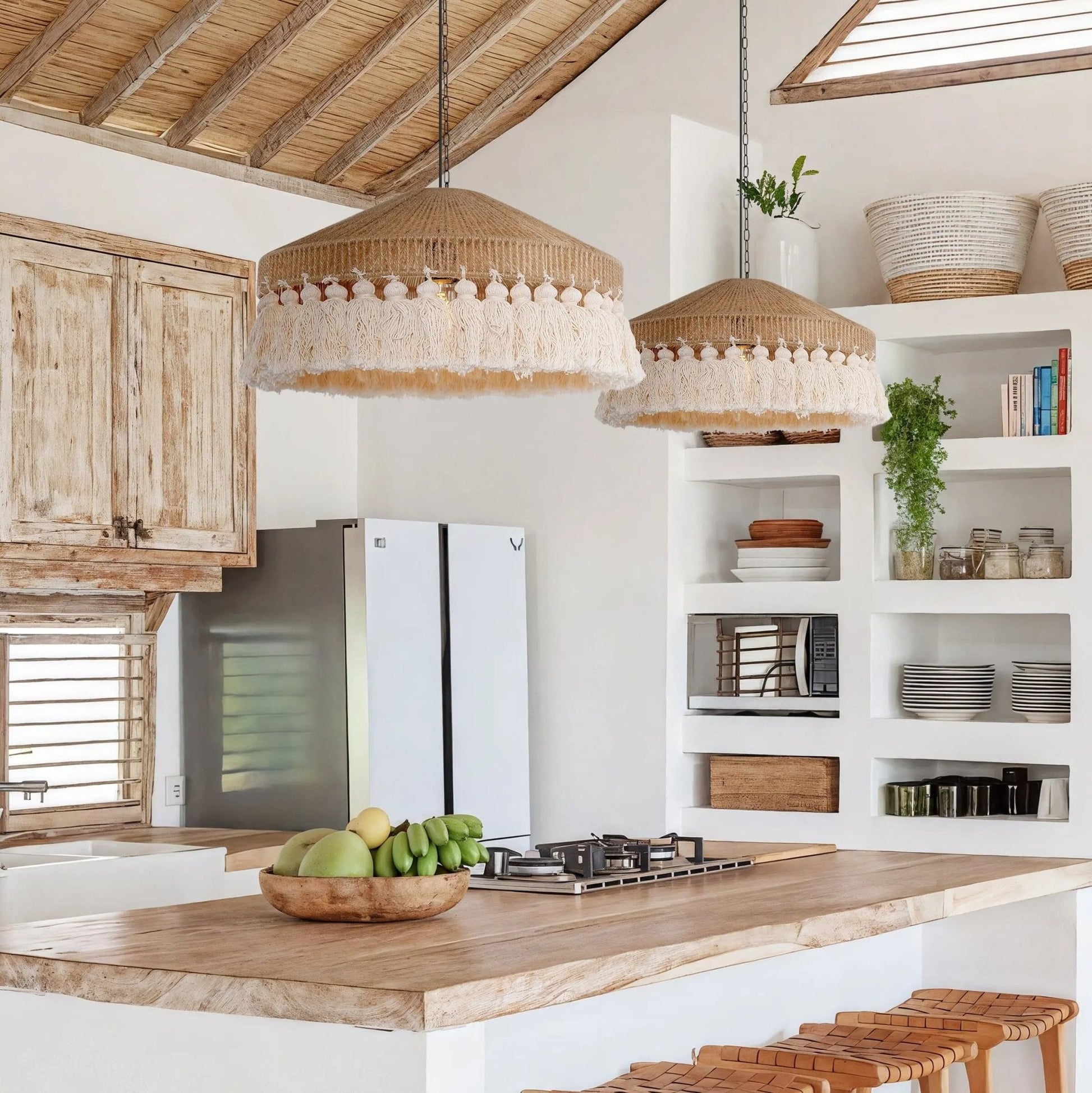 Lightsin Bohemian Style Handcrafted Woven Hemp Rope Hanging Pendant Lights - House Comfort