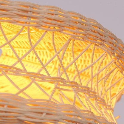 Lightsin Bohemian Wicker Hanging Lamp with Layered Woven Structure - House Comfort