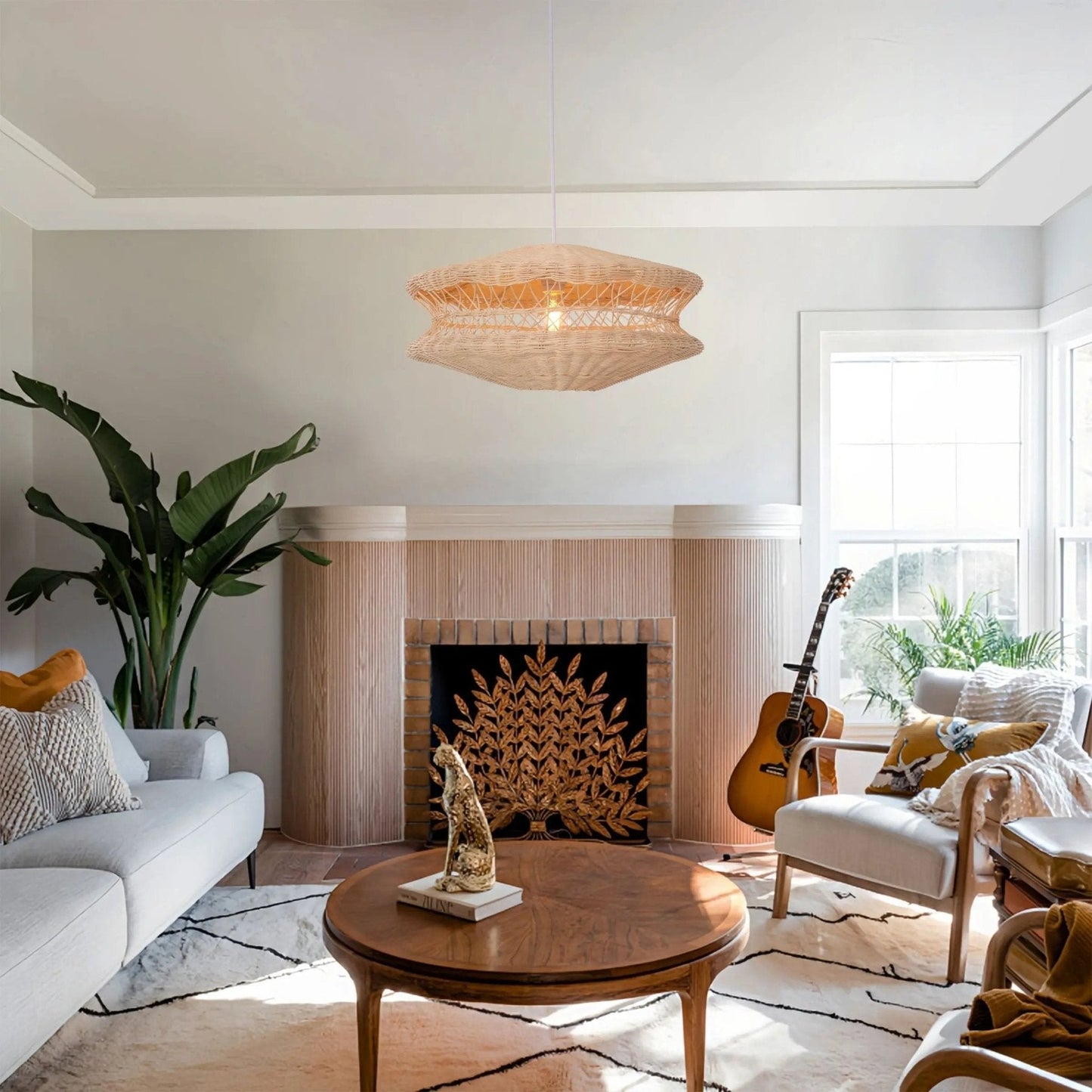 Lightsin Bohemian Wicker Hanging Lamp with Layered Woven Structure - House Comfort