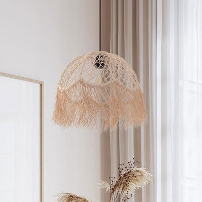 Lightsin Bohemian Woven Rattan Dome Pendant Light for Cozy Interiors - House Comfort