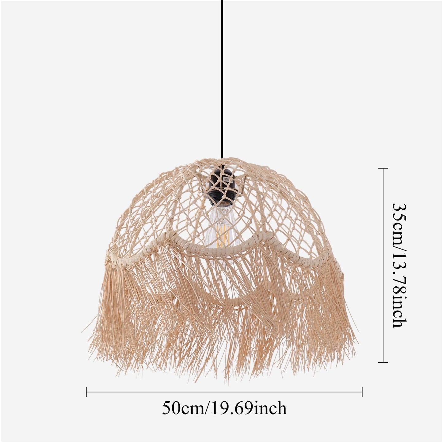 Lightsin Bohemian Woven Rattan Dome Pendant Light for Cozy Interiors - House Comfort