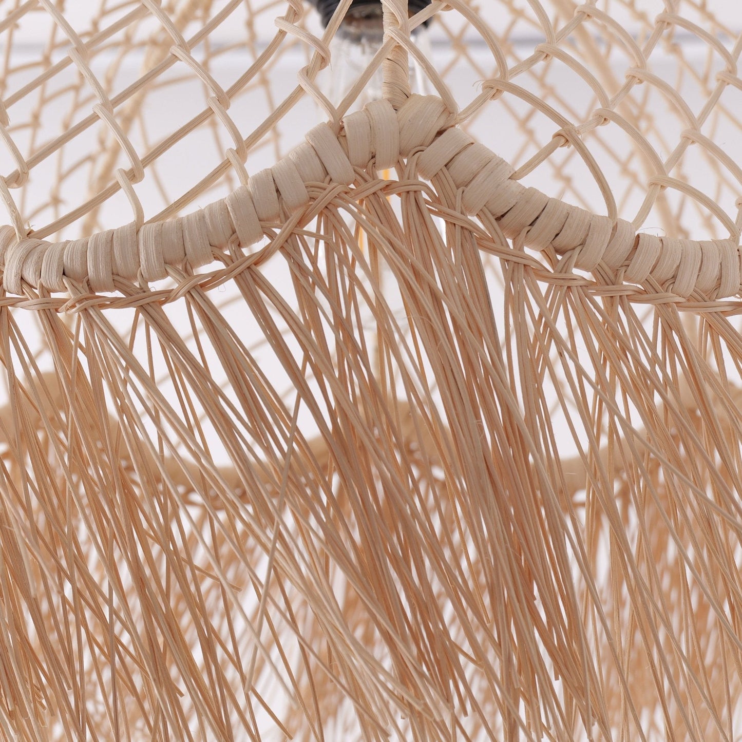 Lightsin Bohemian Woven Rattan Dome Pendant Light for Cozy Interiors - House Comfort