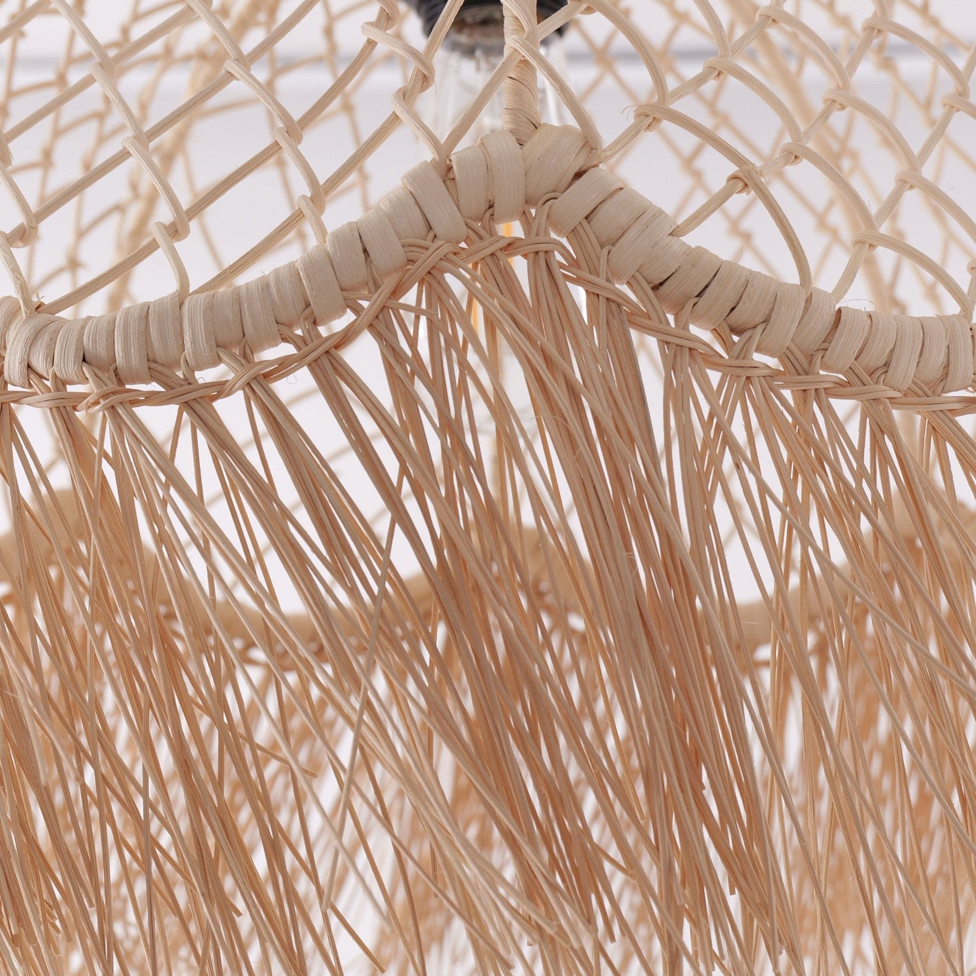 Lightsin Bohemian Woven Rattan Dome Pendant Light for Cozy Interiors - House Comfort