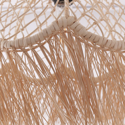 Lightsin Bohemian Woven Rattan Dome Pendant Light for Cozy Interiors - House Comfort