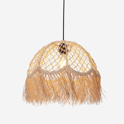 Lightsin Bohemian Woven Rattan Dome Pendant Light for Cozy Interiors - House Comfort