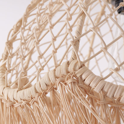 Lightsin Bohemian Woven Rattan Dome Pendant Light for Cozy Interiors - House Comfort