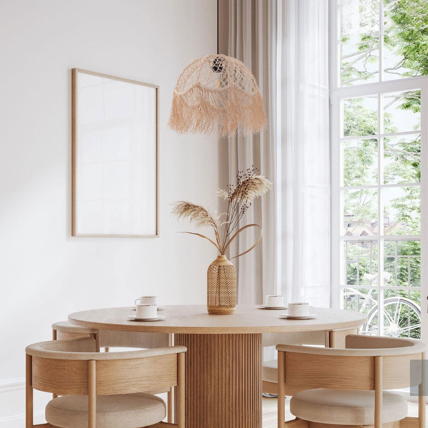 Lightsin Bohemian Woven Rattan Dome Pendant Light for Cozy Interiors - House Comfort