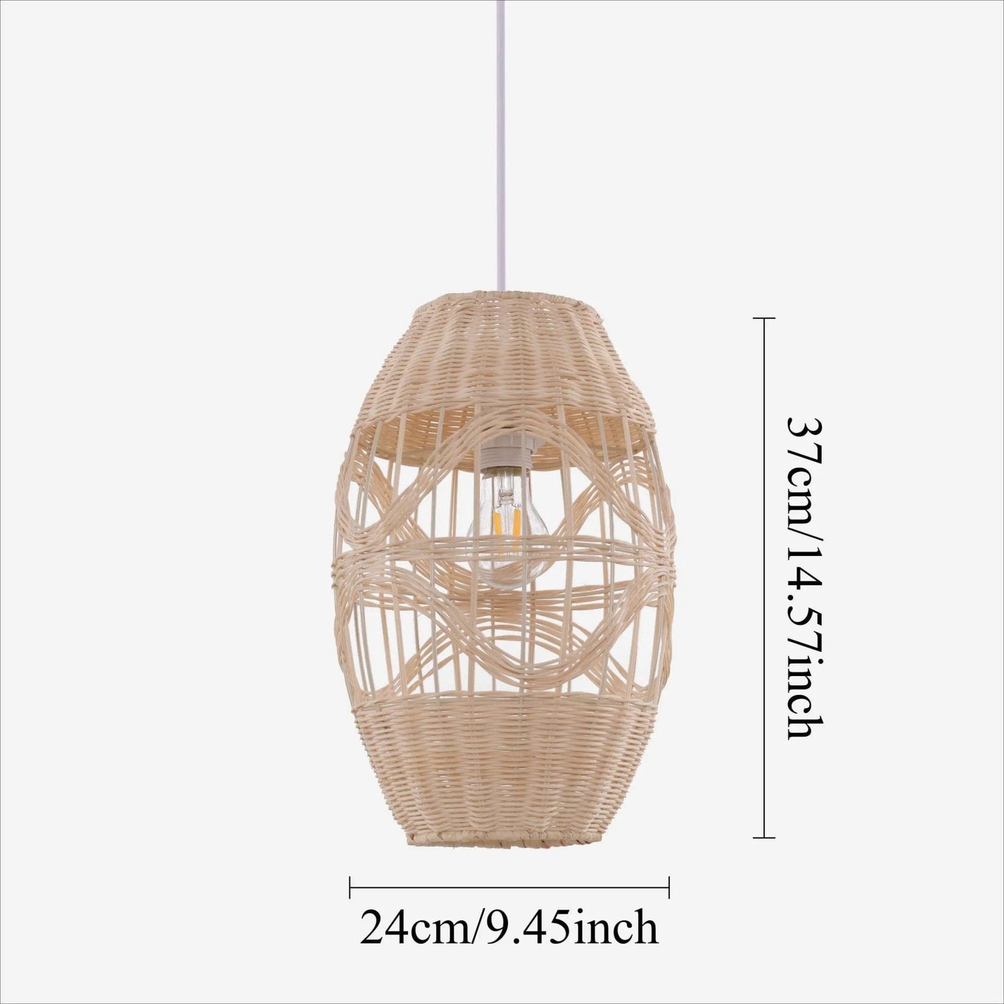 Lightsin Boho - Chic Handwoven Elongated Oval Rattan Pendant Light - House Comfort