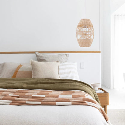 Lightsin Boho - Chic Handwoven Elongated Oval Rattan Pendant Light - House Comfort