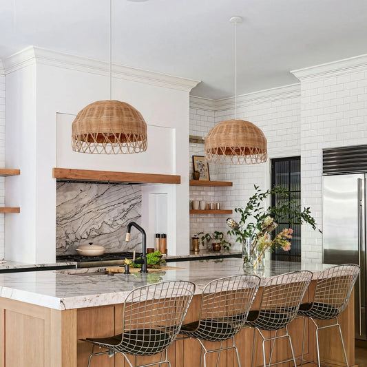 Lightsin Boho Half Sphere Rattan Pendant Light - House Comfort