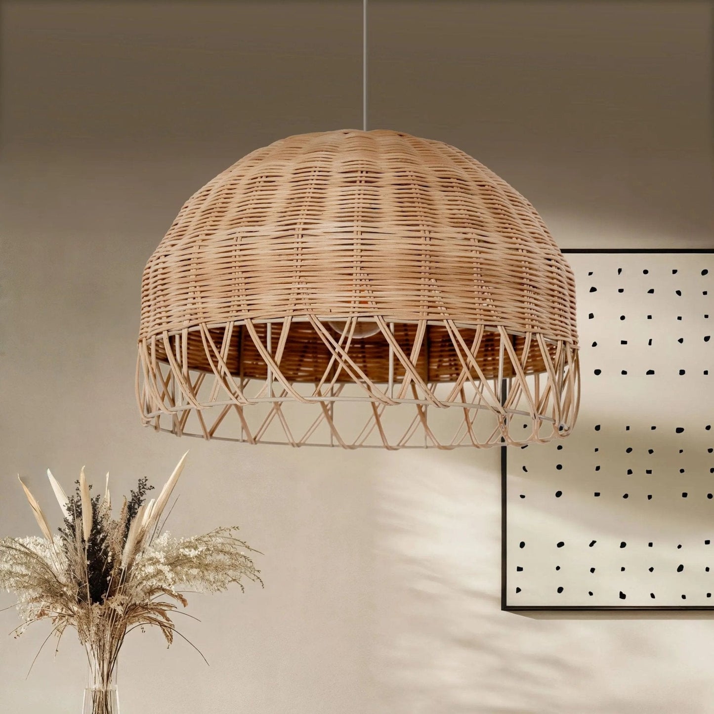 Lightsin Boho Half Sphere Rattan Pendant Light - House Comfort