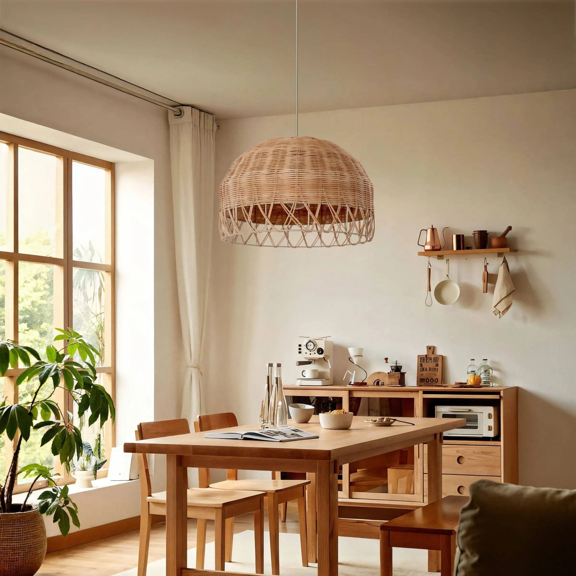 Lightsin Boho Half Sphere Rattan Pendant Light - House Comfort