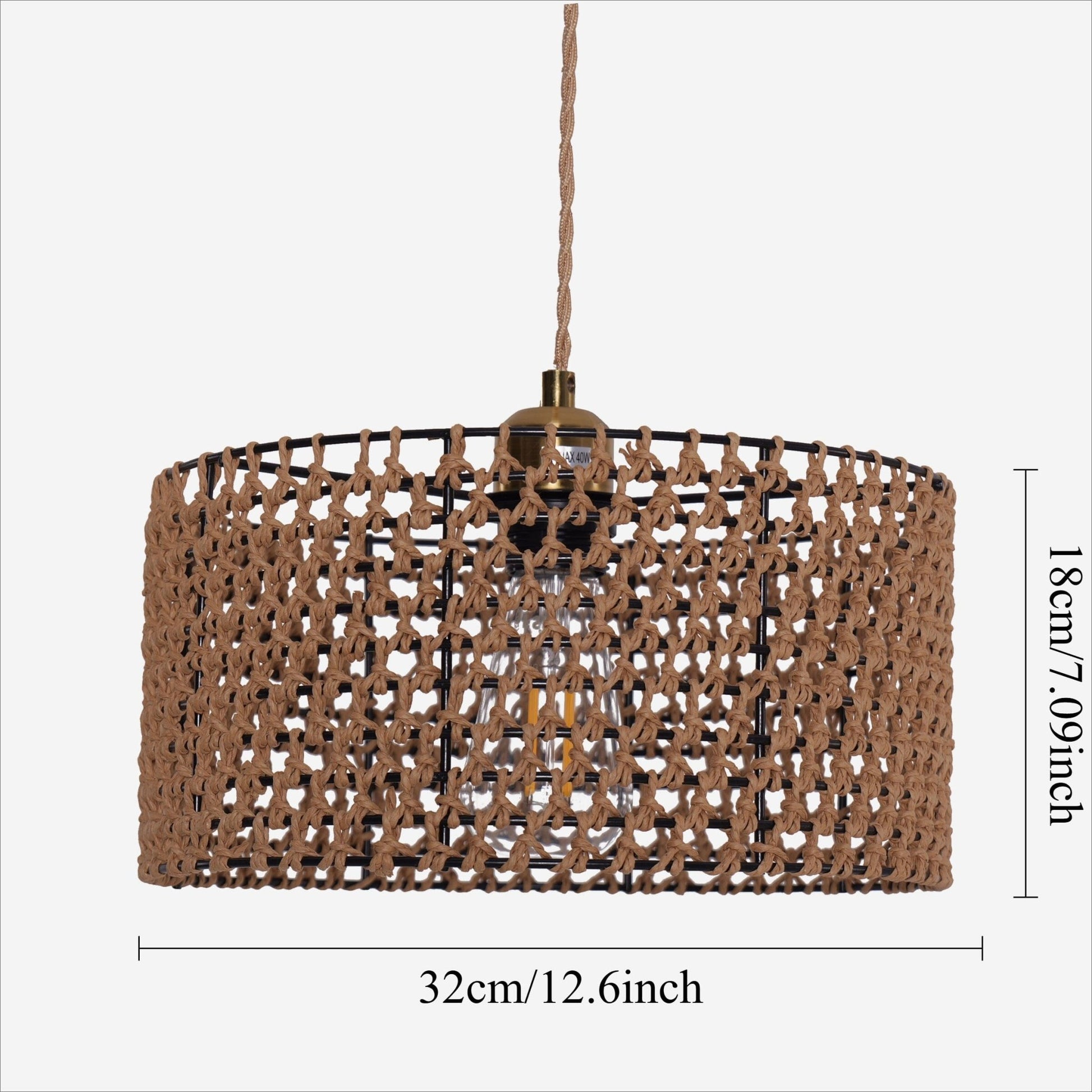 Lightsin Boho Paper Rope Iron Pendant Light for Cozy Interiors - House Comfort