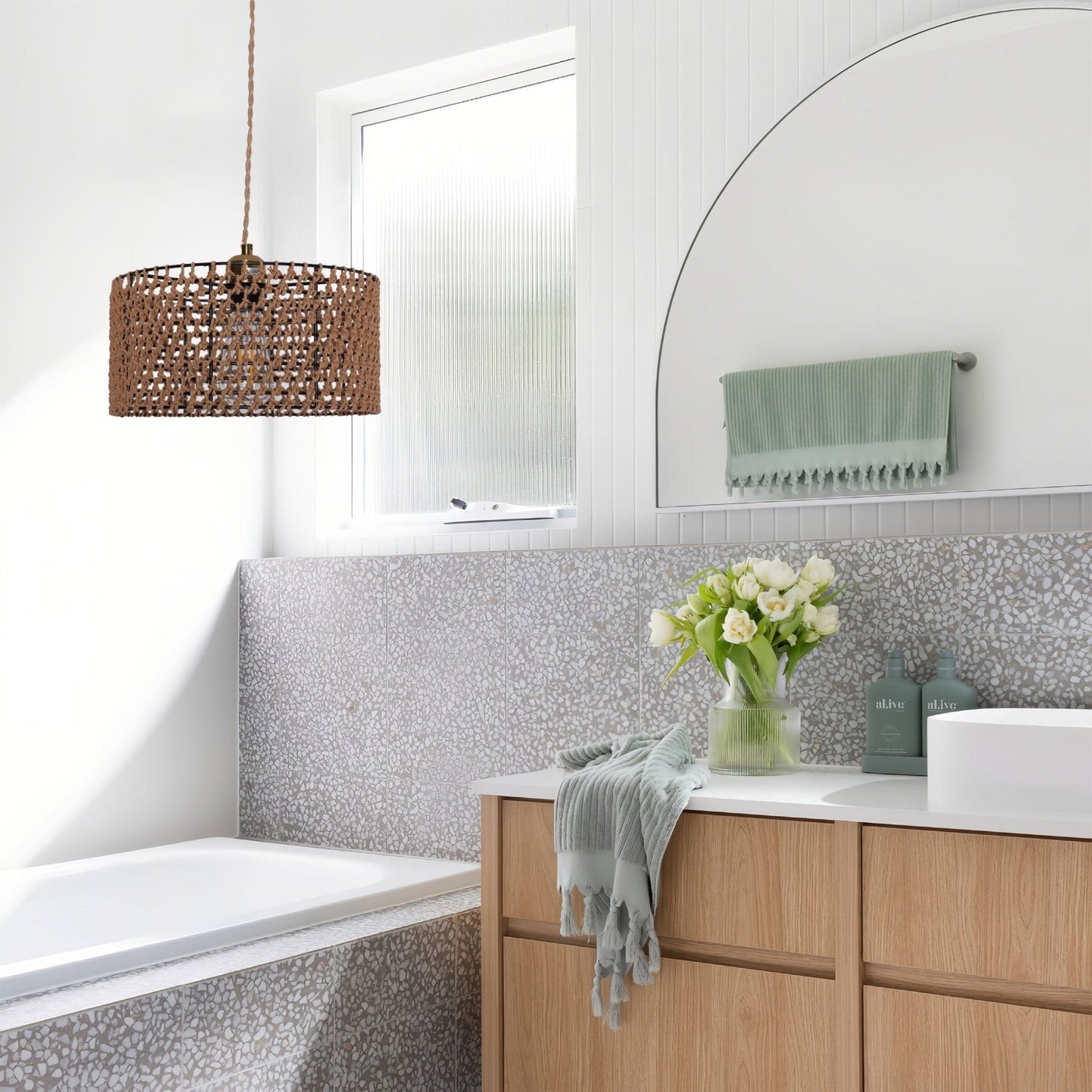 Lightsin Boho Paper Rope Iron Pendant Light for Cozy Interiors - House Comfort