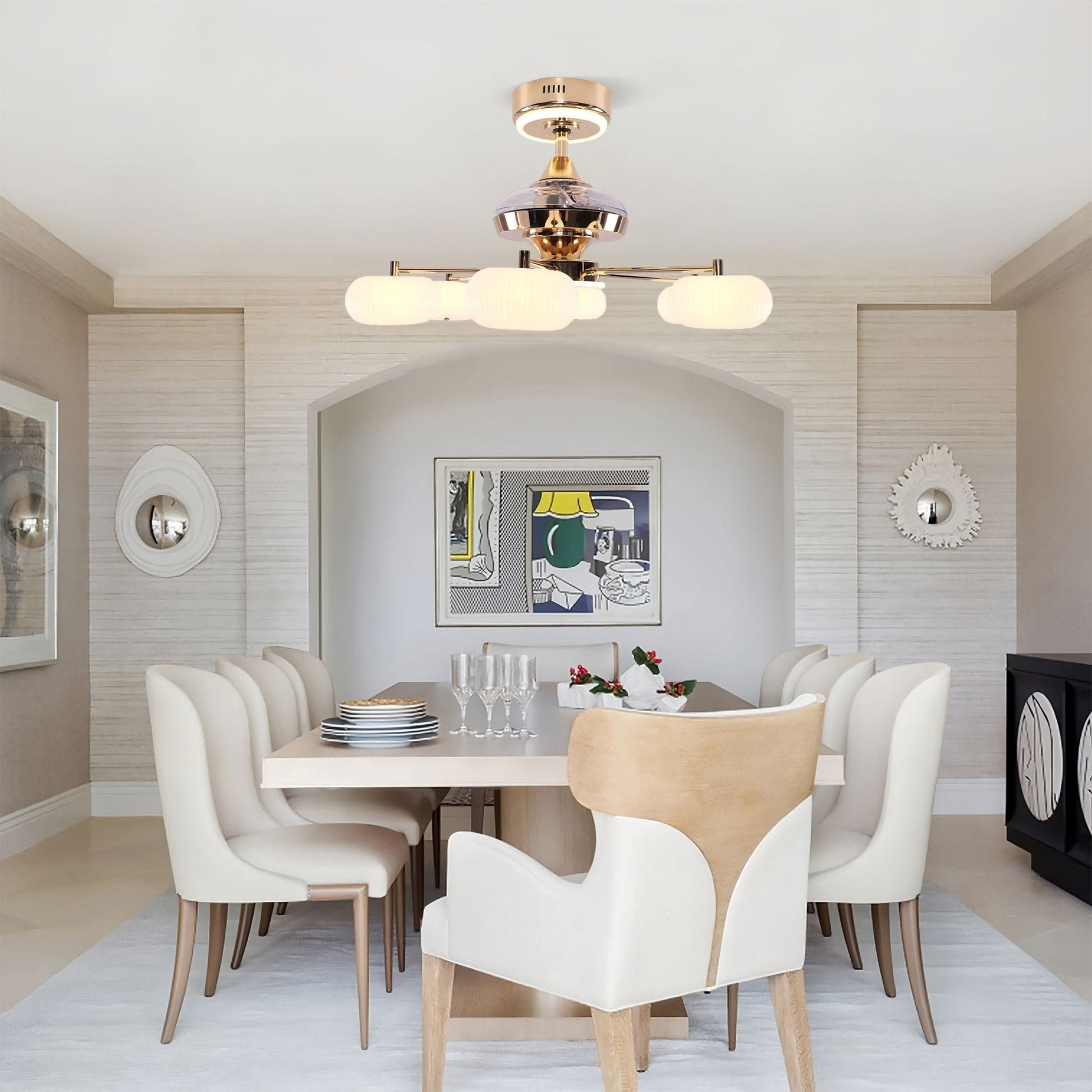 Lightsin Ceiling Fan Light with 6 - Speed Control in Copper and Acrylic - House Comfort