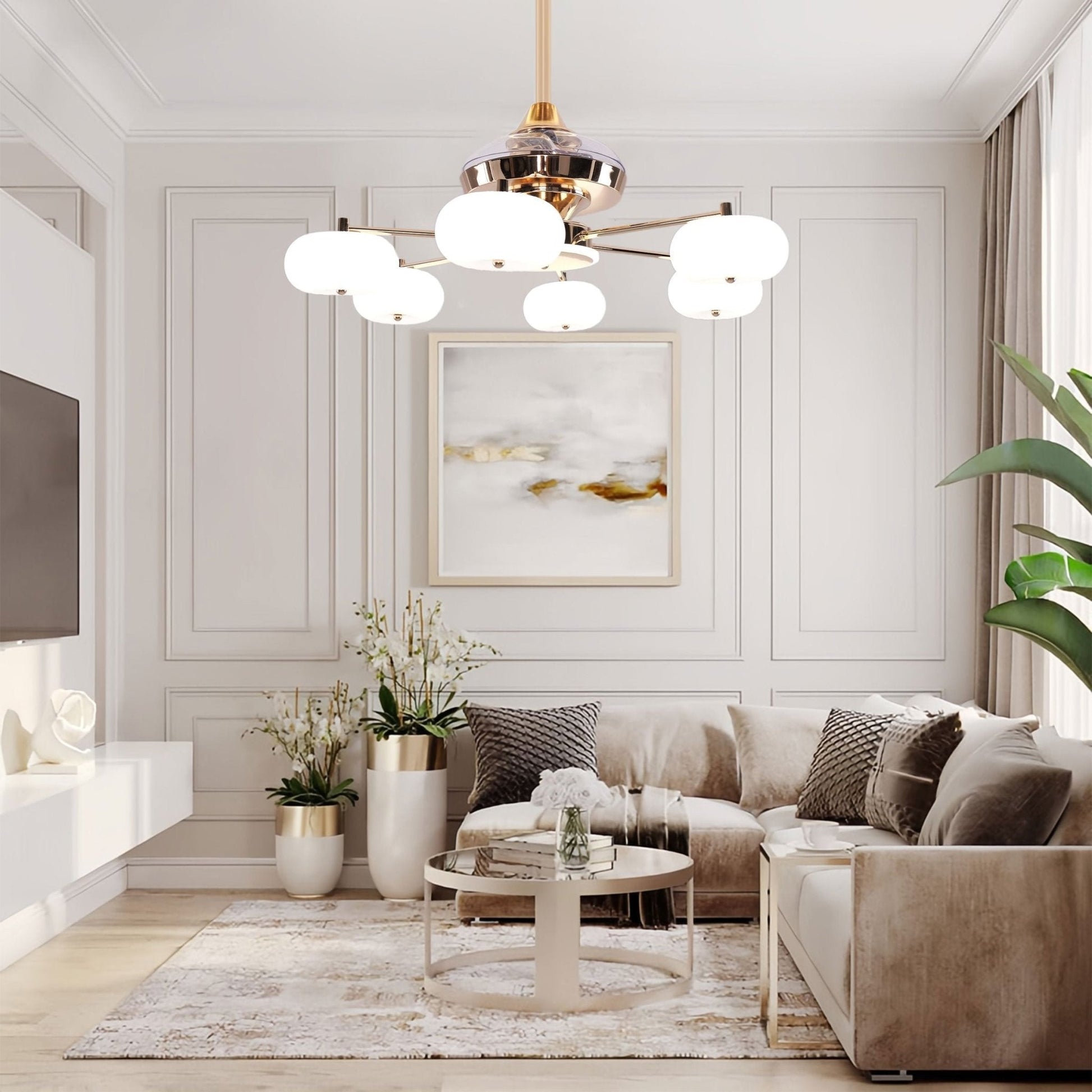 Lightsin Ceiling Fan Light with 6 - Speed Control in Copper and Acrylic - House Comfort