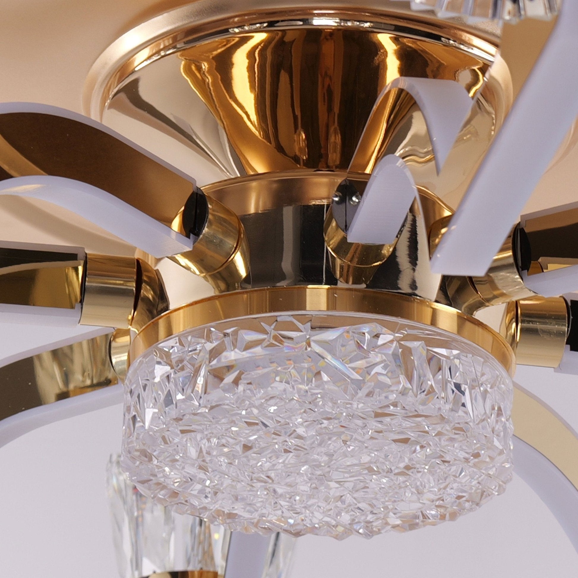 Lightsin Ceiling Fan Light with Gold Copper and Crystal 78cm Elegant Fan Light - House Comfort