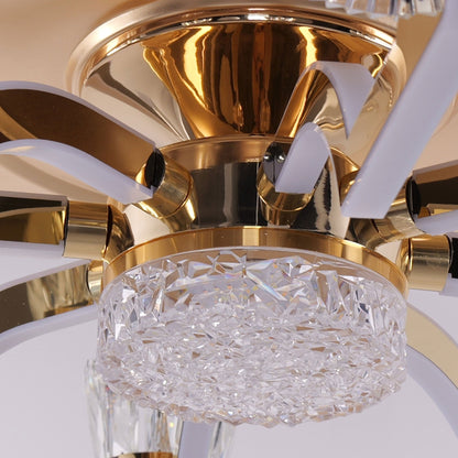 Lightsin Ceiling Fan Light with Gold Copper and Crystal 78cm Elegant Fan Light - House Comfort