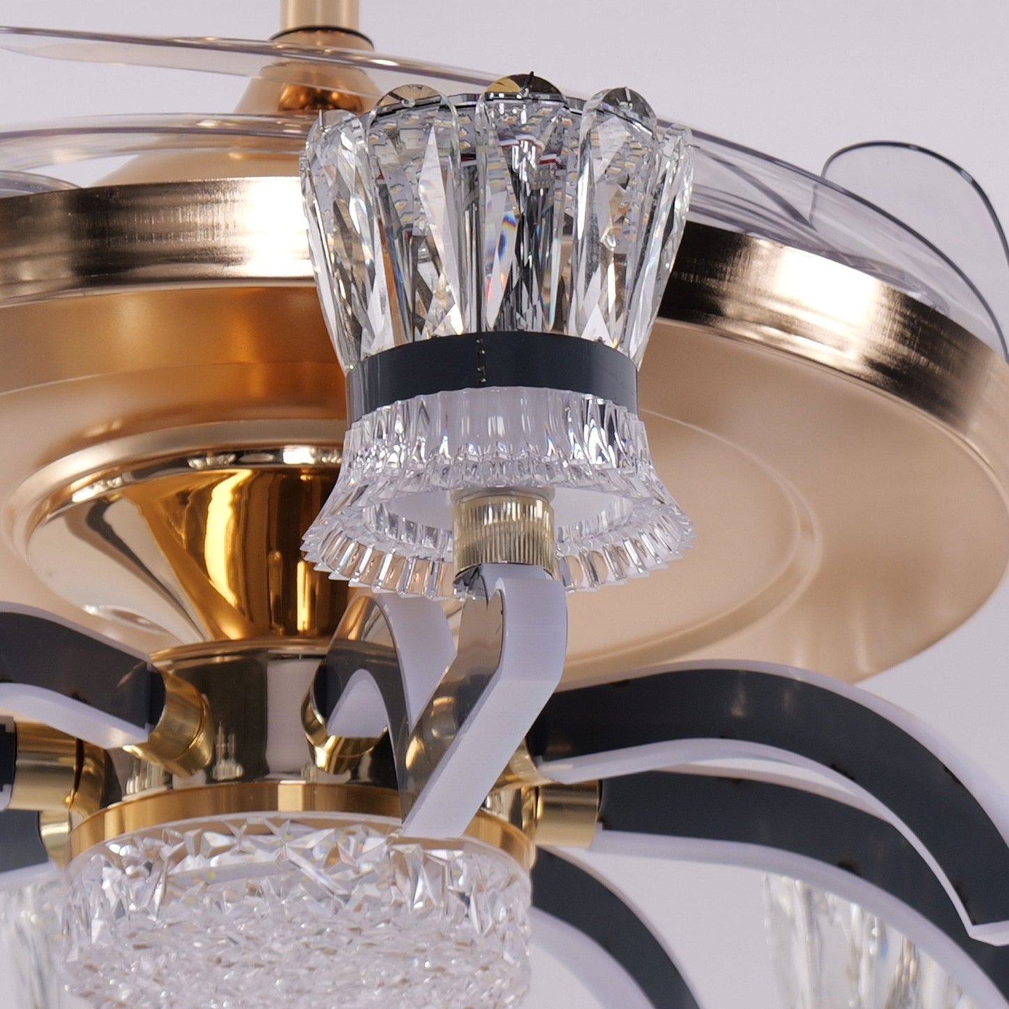 Lightsin Ceiling Fan Light with Gold Copper and Crystal 78cm Elegant Fan Light - House Comfort