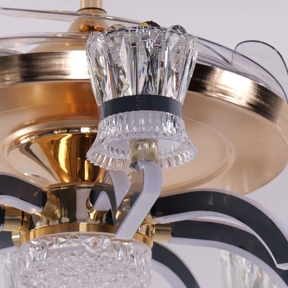 Lightsin Ceiling Fan Light with Gold Copper and Crystal 78cm Elegant Fan Light - House Comfort