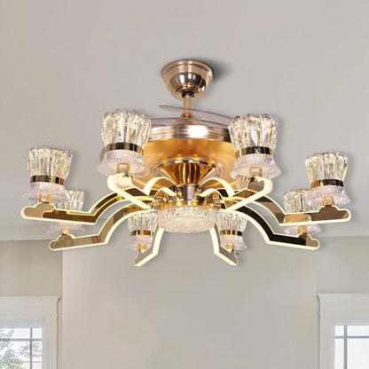 Lightsin Ceiling Fan Light with Gold Copper and Crystal 78cm Elegant Fan Light - House Comfort