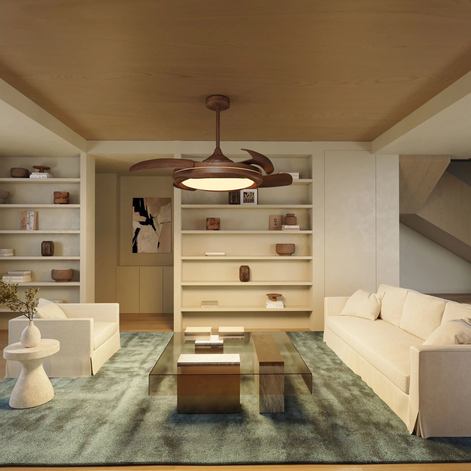 Lightsin Ceiling Fan with Light Copper Halo and Sleek Acrylic Design - House Comfort