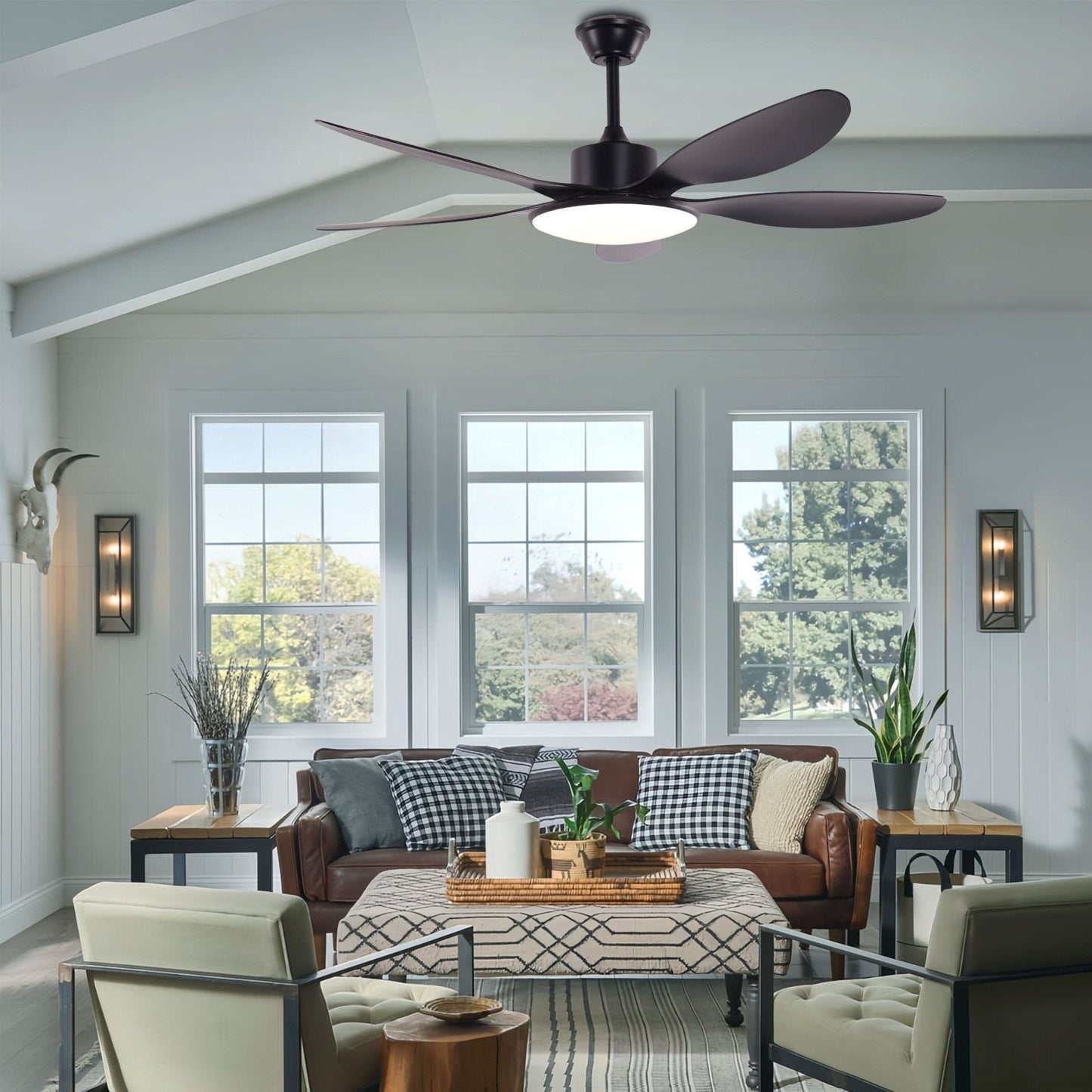Lightsin Ceiling Fan with Light Low - Noise 5 - Blade Fan Light with Adjustable Speeds and Timer - House Comfort
