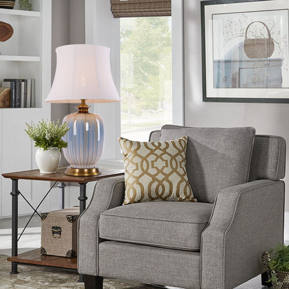 Lightsin Ceramic Table Lamp Artisan Blue Brushed Glaze Decorative Lighting - House Comfort