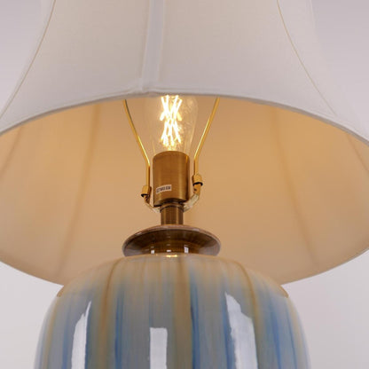 Lightsin Ceramic Table Lamp Artisan Blue Brushed Glaze Decorative Lighting - House Comfort