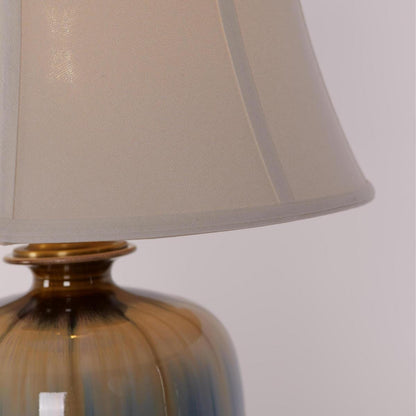 Lightsin Ceramic Table Lamp Artisan Blue Brushed Glaze Decorative Lighting - House Comfort