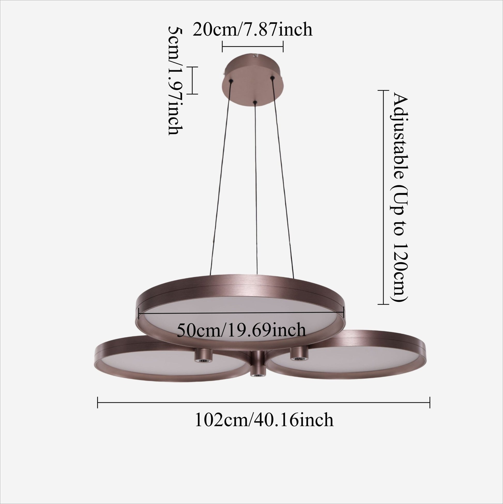 Lightsin Champagne Gold Triple - Ring Stepless Dimming Pendant Light - House Comfort