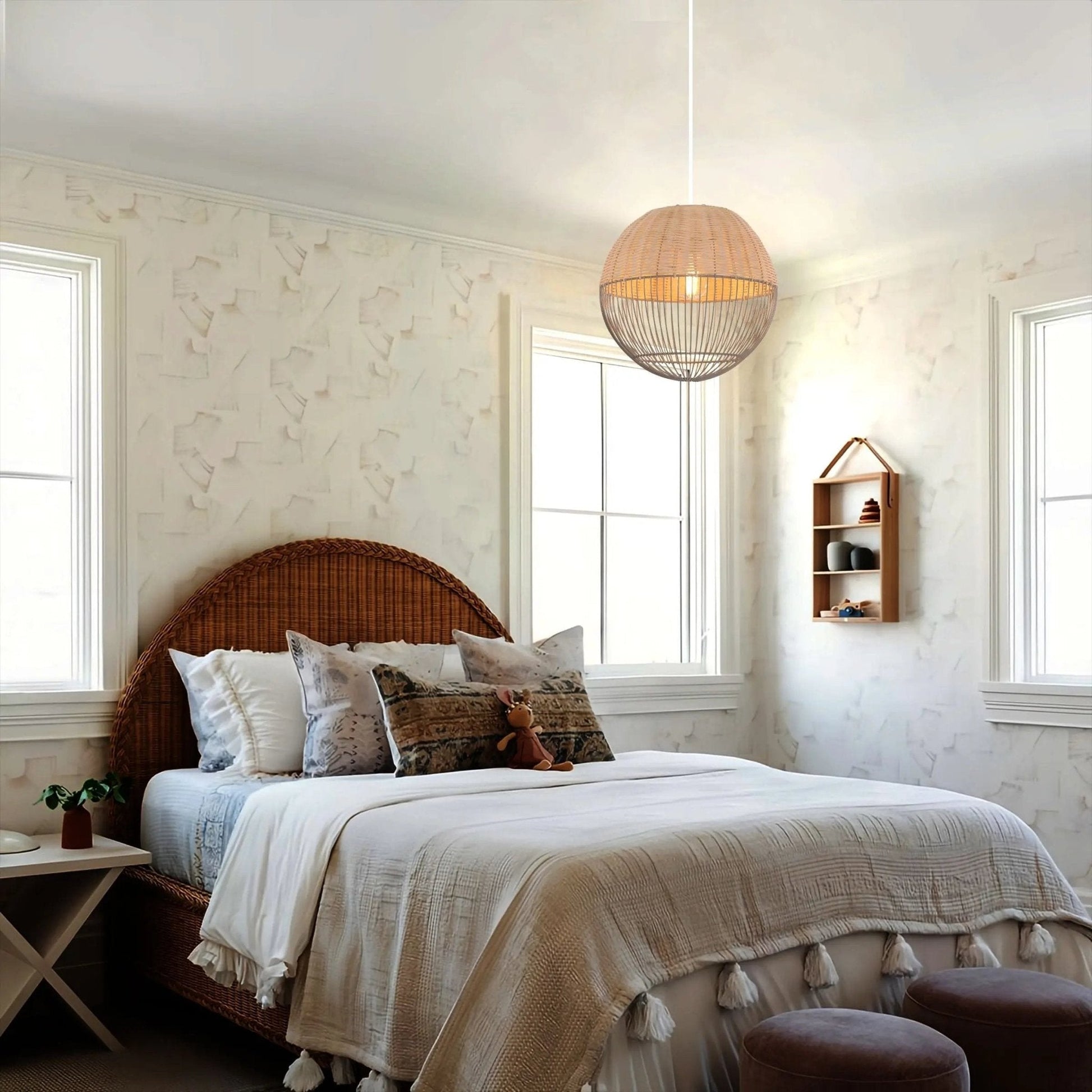 Lightsin Chic Rattan and Metal Pendant Light for Kitchen - House Comfort