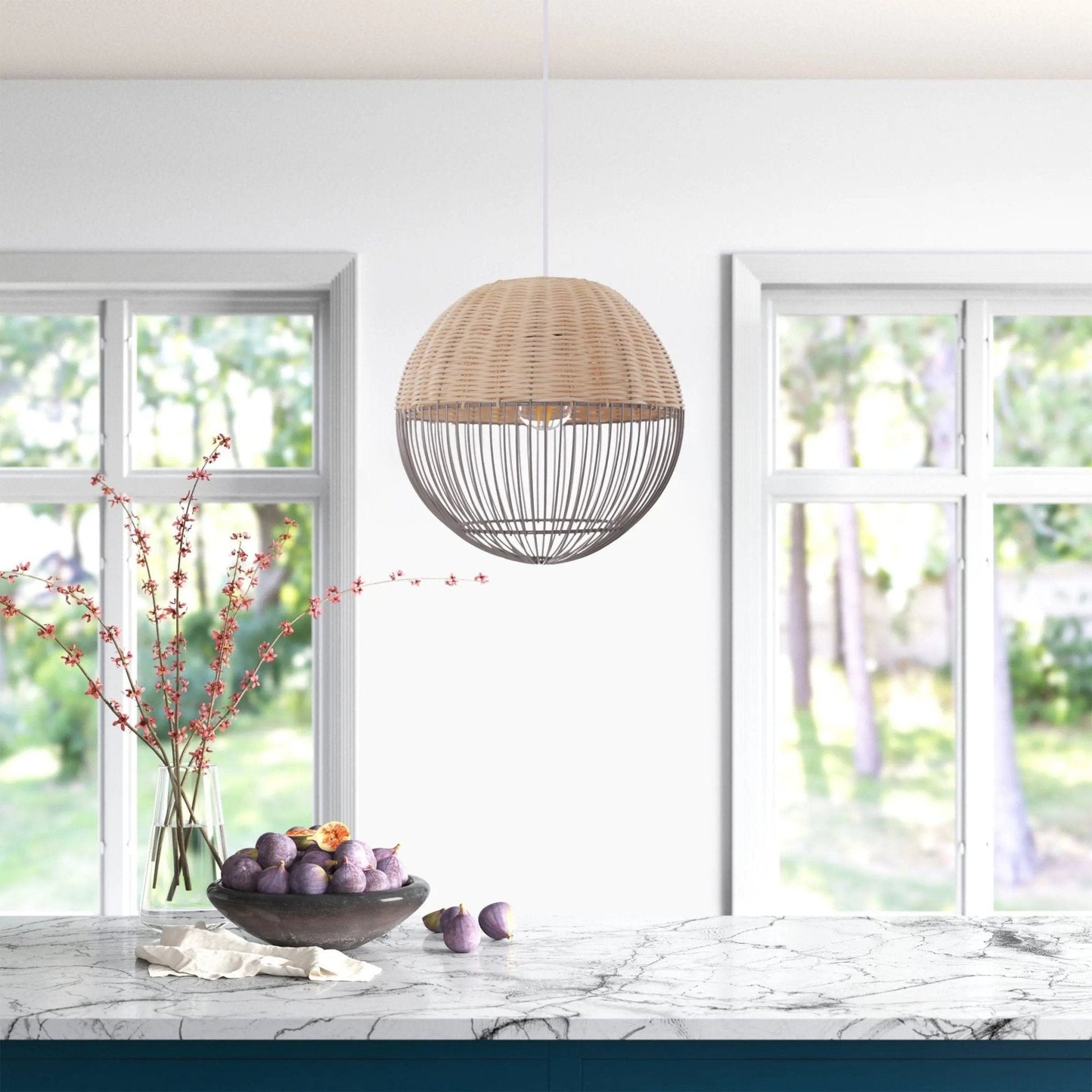 Lightsin Chic Rattan and Metal Pendant Light for Kitchen - House Comfort