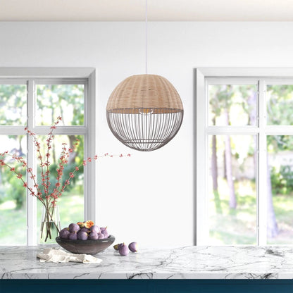 Lightsin Chic Rattan and Metal Pendant Light for Kitchen - House Comfort