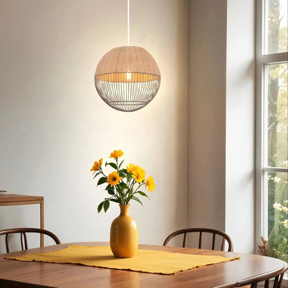 Lightsin Chic Rattan and Metal Pendant Light for Kitchen - House Comfort